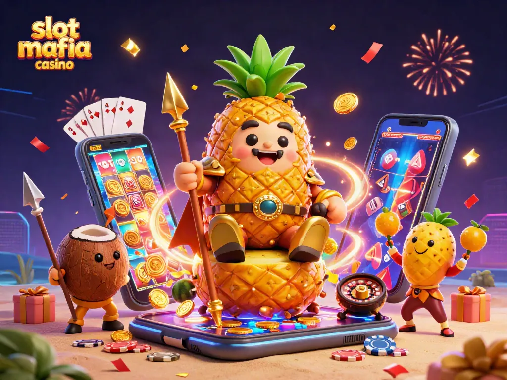 Experience the thrill at slot mafia casino with vibrant characters, spinning slots, and festive gaming features.