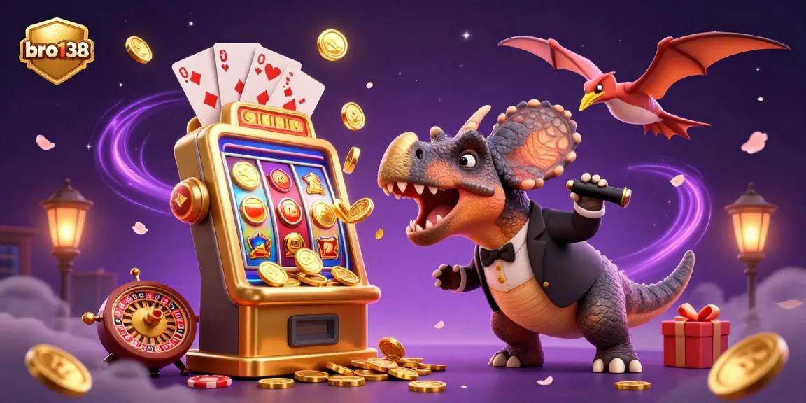 Spin the golden slots and win with bro138 as the fun dinosaurs cash in big at the casino!