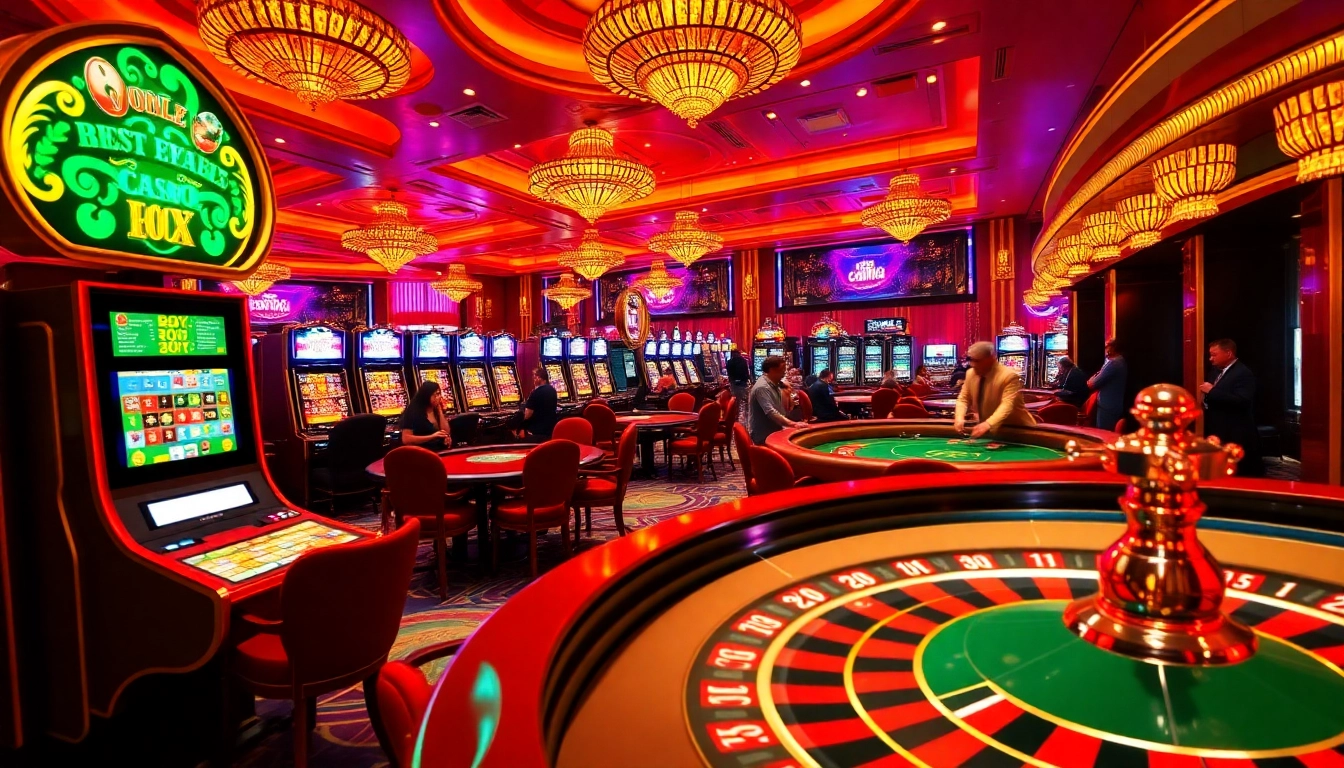 Exciting gameplay at Casino lu88 with lively casino tables, poker chips, and slot machines.
