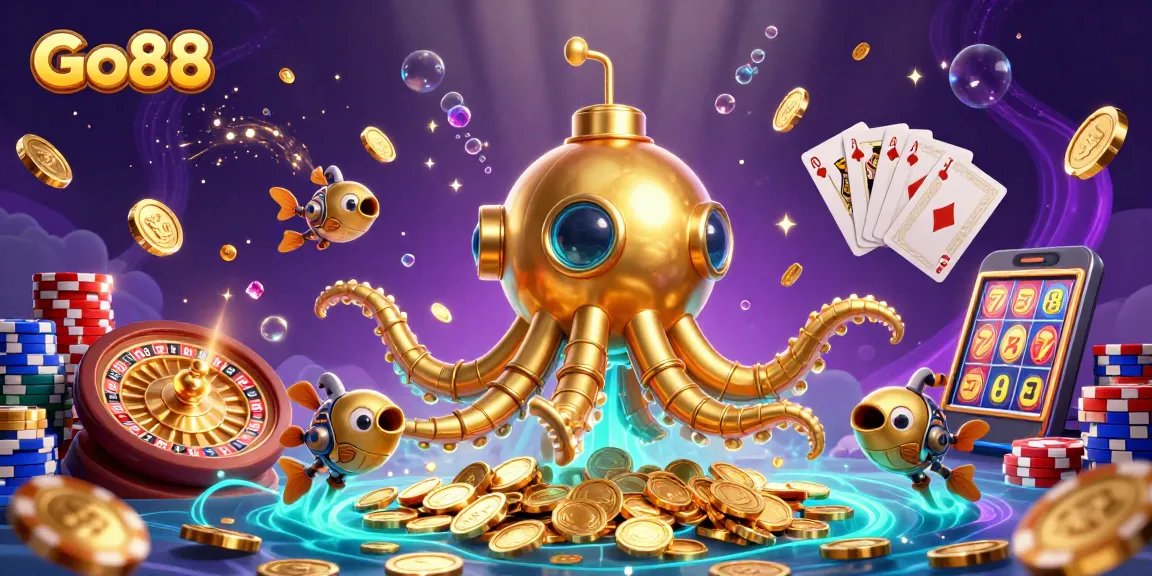 Experience winning moments at Go88 with the golden kraken submarine and dynamic casino elements.