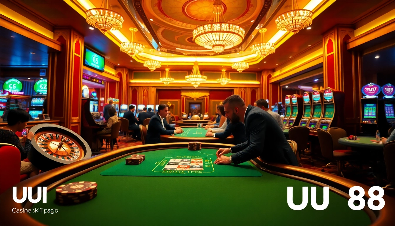 Action at a UU 88 poker table with players strategizing and chips in play.