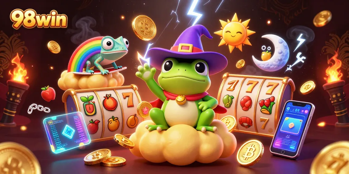 Engage in thrilling gameplay with 98win as the weather wizard frog conjures storms of golden coins.