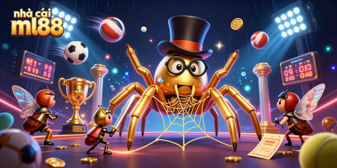Engage with nhà cái ml88 in a vivid casino scene featuring a golden tarantula and beetle knight.