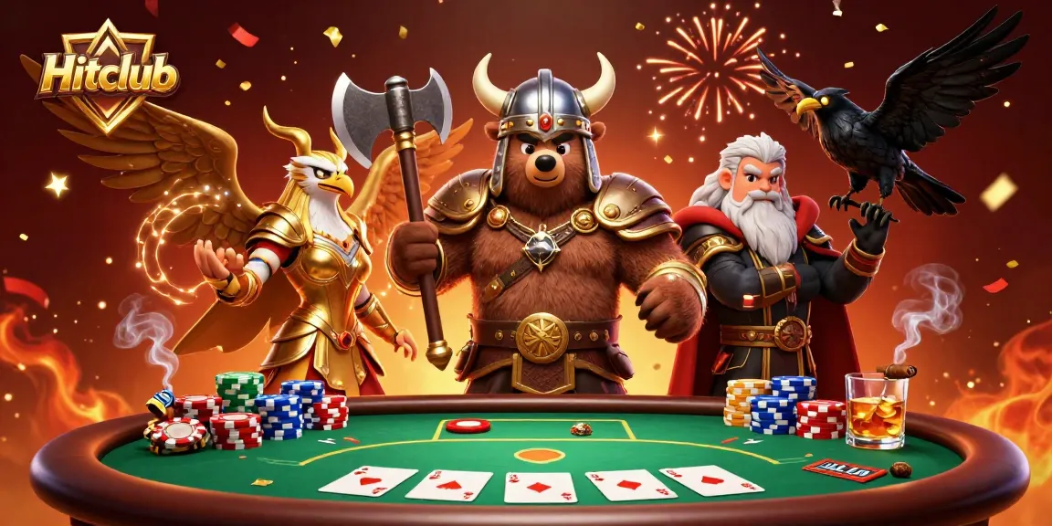 Hitclub brings thrilling poker action with vibrant 3D characters, chips, and more in an exciting casino scene.