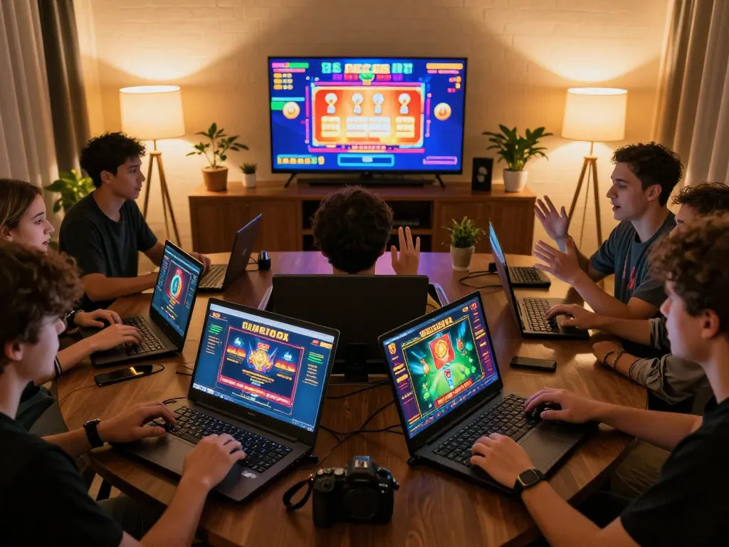 Players enjoying online gaming experiences through F8BET in a cozy living room setting.
