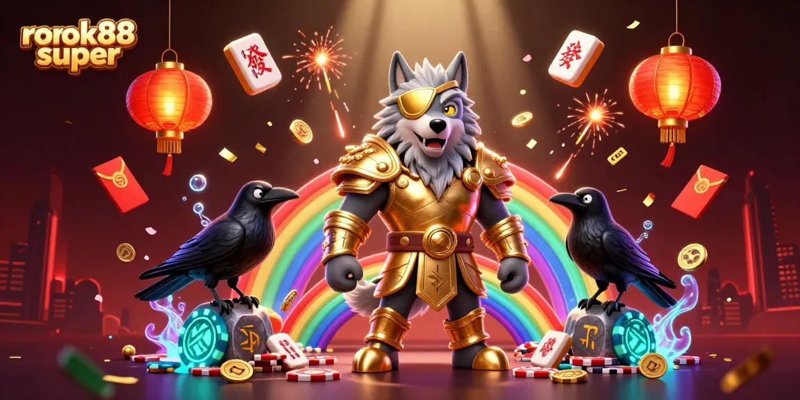 Experience winning with rokok88 super, showcasing vibrant 3D cartoon characters amidst dynamic casino elements.