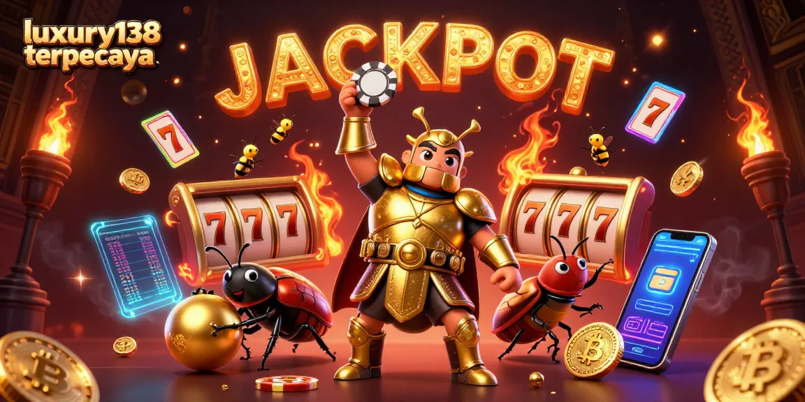 Engage with luxury138 terpecaya experiencing a jackpot-winning slot game moment featuring vibrant characters and gold coins.