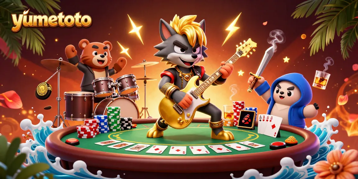 Experience the excitement at yumetoto with a vibrant poker scene and dynamic characters.