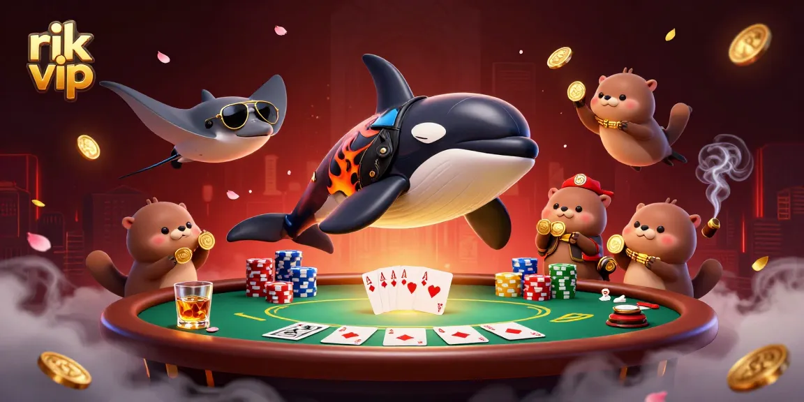 Experience thrilling underwater gambling adventures with rik vip featuring cartoon characters and poker elements.