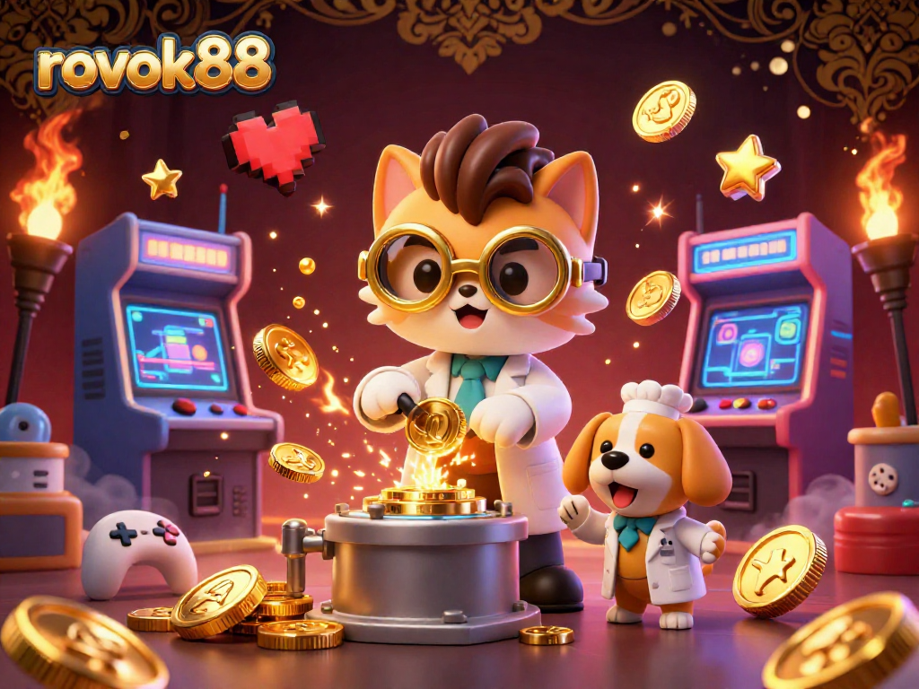 Experience the excitement of rokok88 in a vibrant 3D casino scene with vivid characters and dynamic elements.