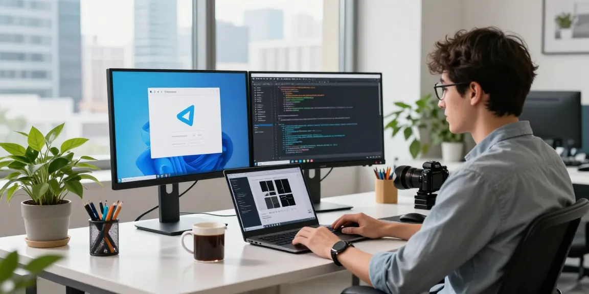 Discover Telegram Download in a modern workspace showcasing a developer's tech environment.