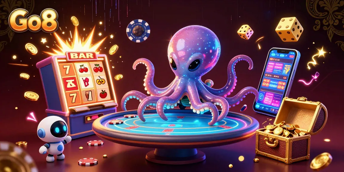 Experience thrilling gaming at Go8 with an alien octopus managing a poker table and games bursting with excitement.