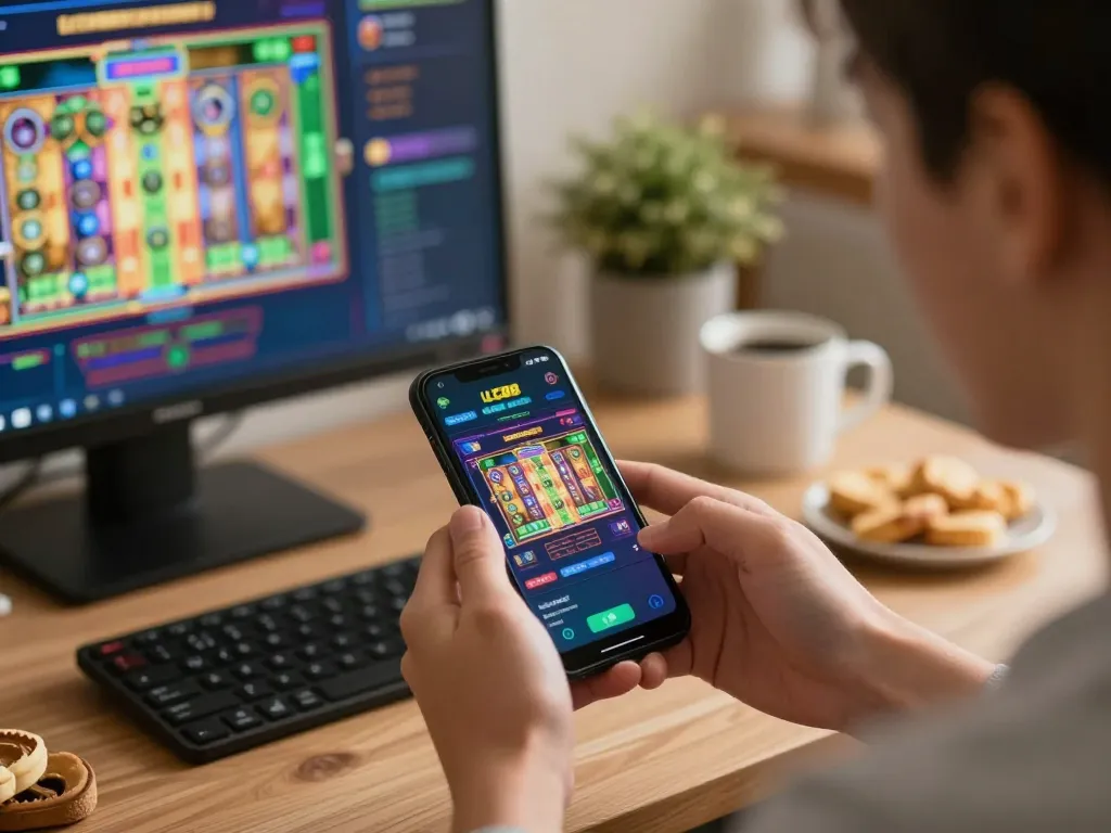 Engaging with the LC88 app for online gambling in a cozy home setting