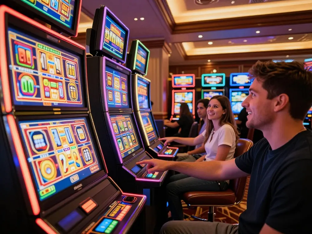 Engaging gaming scene at the trang chủ 32win slot area showcasing players enjoying high payouts.