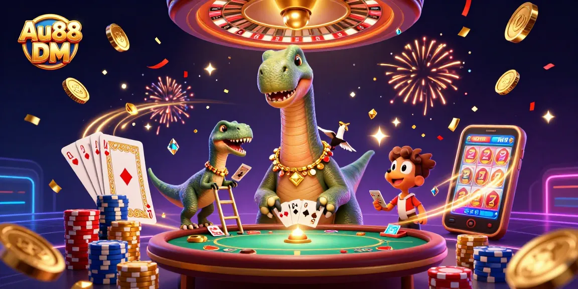 Engage in thrilling gameplay with Au88 DM at a vibrant casino scene filled with excitement.