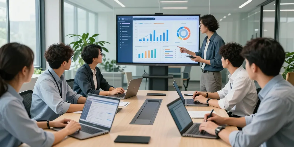 Engaged IT team discussing business IT support strategies in a modern office environment