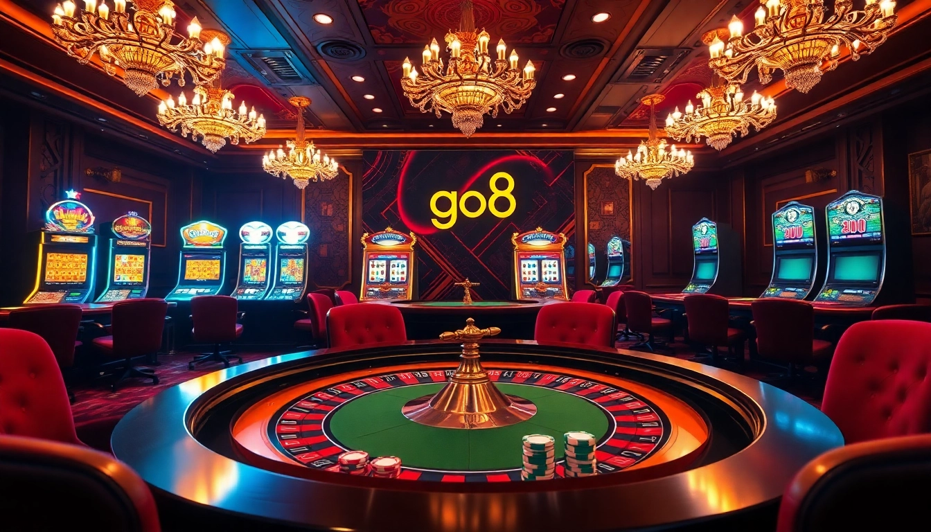 Experience the thrilling atmosphere of go8 casino gameplay at a luxurious roulette table.