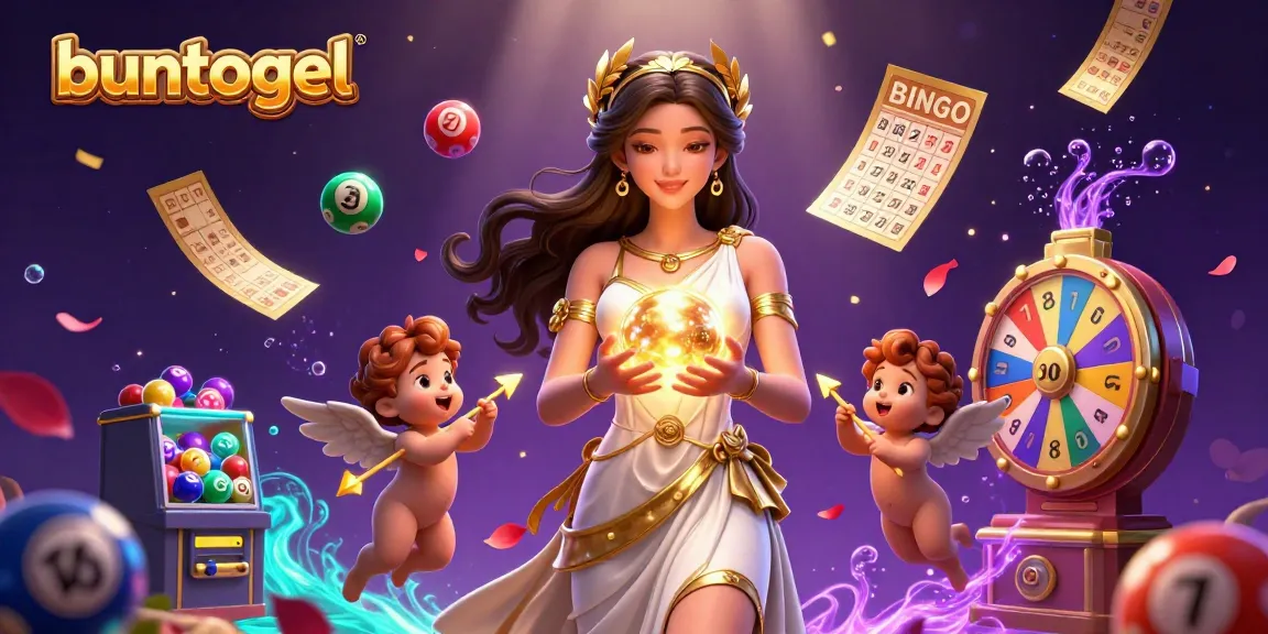 Experience the thrill of buntogel with vibrant lottery balls and golden prizes in an immersive casino scene.