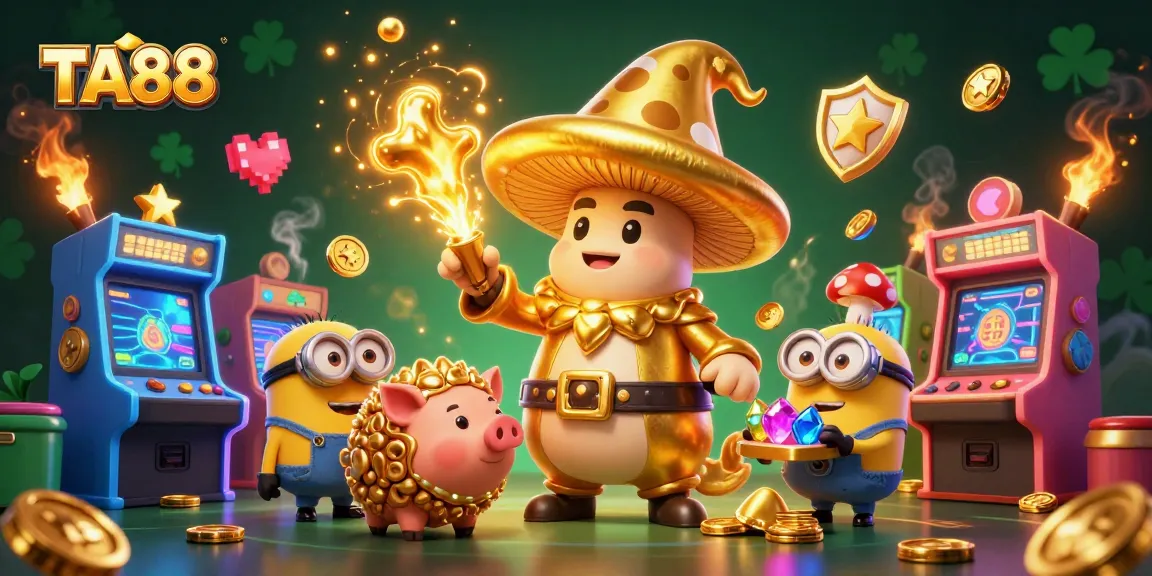 Engage with TA88's magical golden world of gaming, featuring a wizard transforming elements into treasures.
