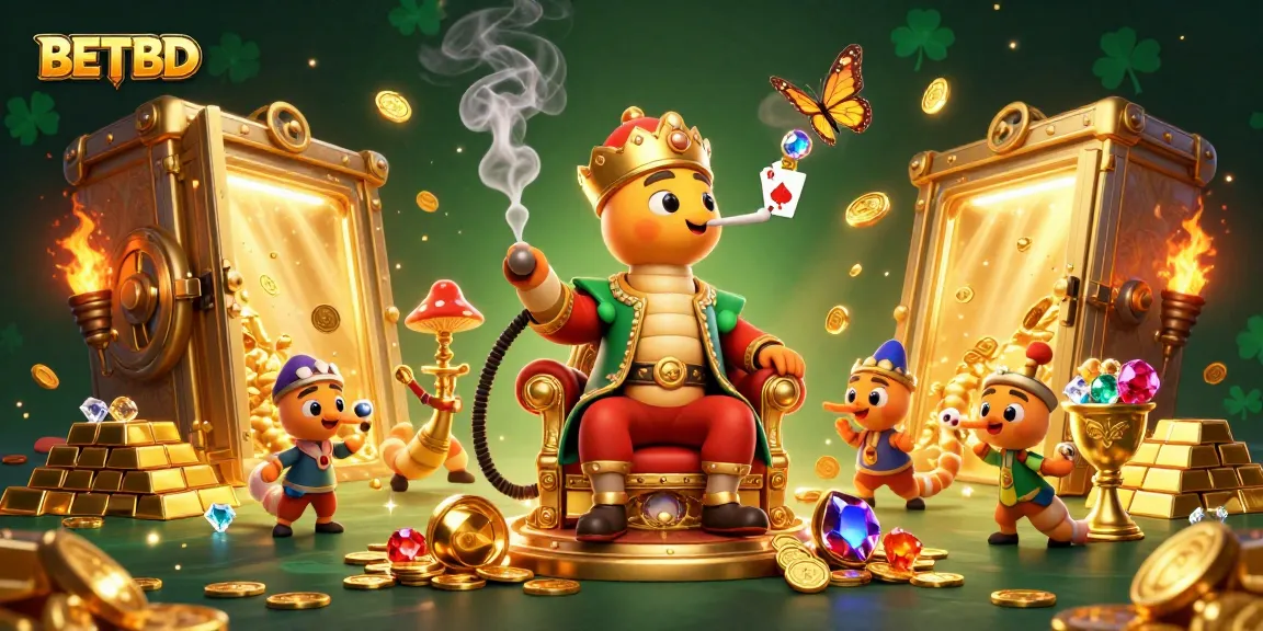 Engage with BETBD in a vibrant 3D casino landscape featuring lively characters and gems.