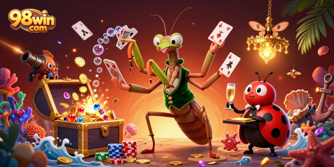 Experience thrilling gameplay at 98win com with vibrant casino illustrations and exciting game elements.